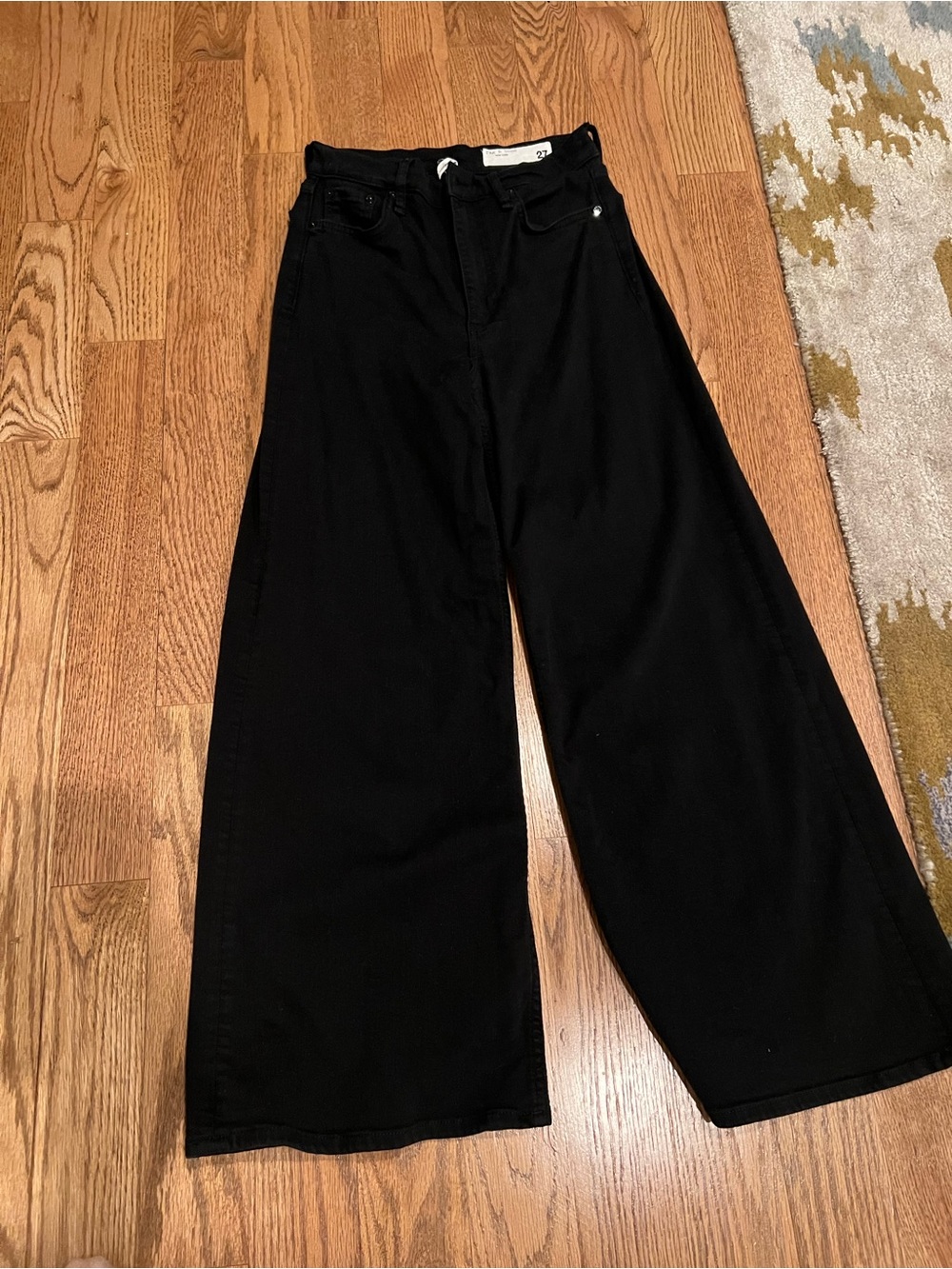 Rag & Bone High-Rise Wide-Leg Black Jeans size 27